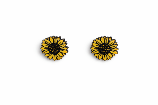 Pendientes girasoles mini madera