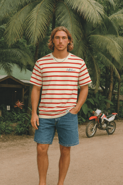 Camiseta rayas rojas coffe culture