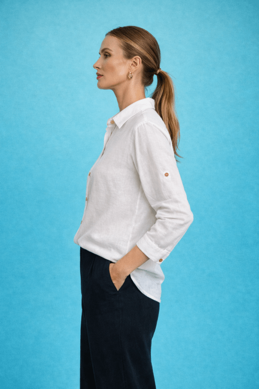 Camisa camisera blanca lino