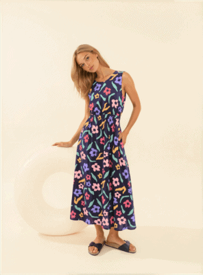 Alternative view of Vestido Loto flores