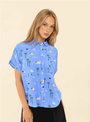Camisa Sandal Palm Celeste