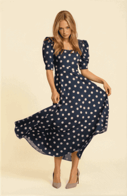 Alternative view of Vestido Azucena lunar marino