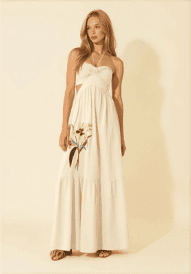 Alternative view of Vestido largo flor bordada