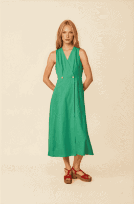 Vestido midi verde sin mangas