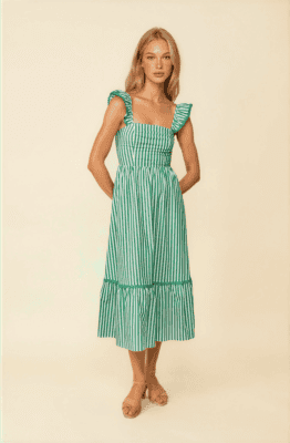 Vestido midi tirantes rayas verdes