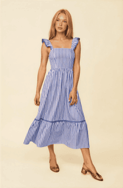 Alternative view of Vestido midi tirantes rayas azules