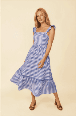 Vestido midi tirantes rayas azules