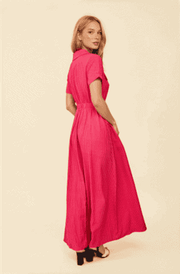Alternative view of Vestido largo camisero de rayas rosas
