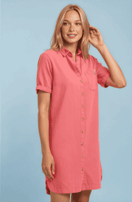 Alternative view of Vestido camisero corto coral