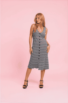 Alternative view of Vestido midi canalé rayas palmera