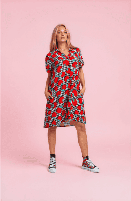 Alternative view of Vestido camisero corto tomates