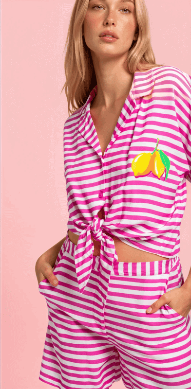 Alternative view of Camisa rayas rosas limonada