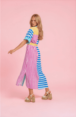 Alternative view of Vestido camisero midi rayas multicolor