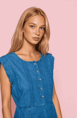 Vestido largo denim sin mangas