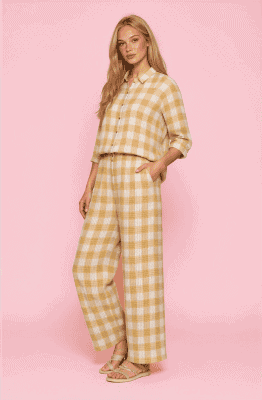 Pantalon recto mostaza cuadros