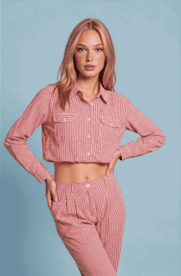 Alternative view of Camisa vichy rojo frunce cintura