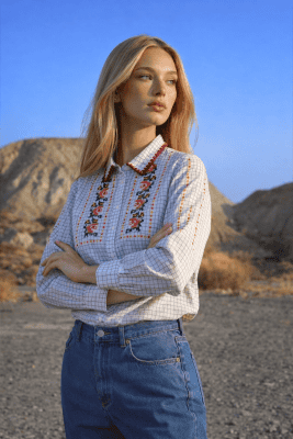 Camisa cuadros punto de cruz