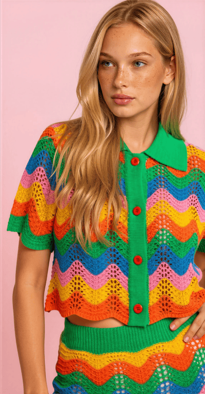 Alternative view of Top camisero calado multicolor