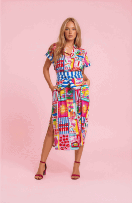 Alternative view of Camisero midi sin mangas mediterraneo