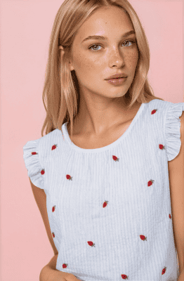 Blusa fresas bordadas