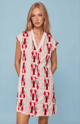 Vestido corto langostas bordadas