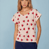 Blusa manga corta flores rojas