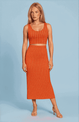 Camiseta canalé naranja geo