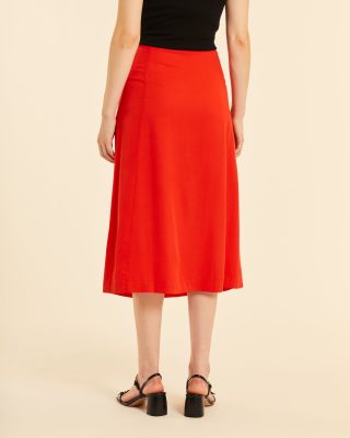 Alternative view of Falda midi roja botones marinos