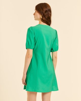 Alternative view of Vestido corto verde botones marinos