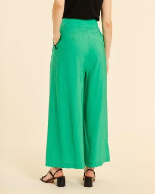 Alternative view of Pantalón verde fluido de pata ancha