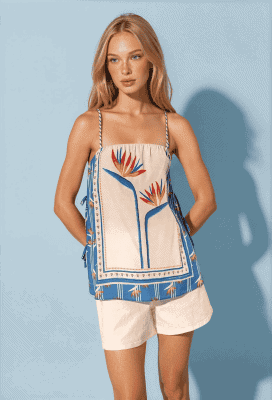 Blusa tirantes blanca floral