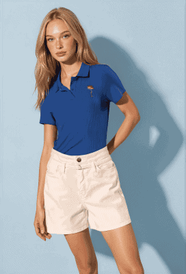 Polo azulón bordado floral