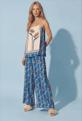 Pantalón azulón fluido floral