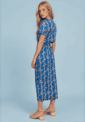 Vestido punto azulón floral