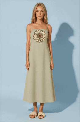 Vestido tirantes bordado flor