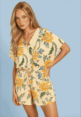 Camisa frunce flores amarillas