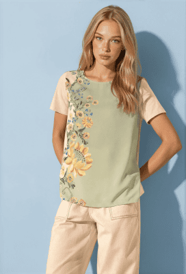 Camiseta estampada floral verde