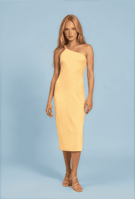 Vestido largo amarillo asimétrico
