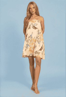Vestido corto tirantes flores amarillas