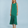 Vestido midi fluido asimétrico verde