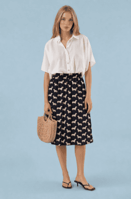 Falda midi marino perritos