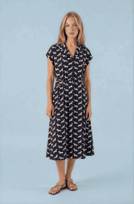 Vestido camisero perritos azul
