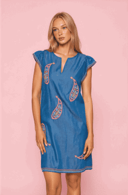 Alternative view of Vestido denim detalles bordados fluor