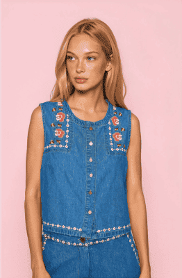 Chaleco denim punto de cruz